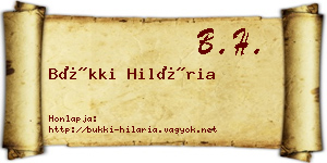 Bükki Hilária névjegykártya